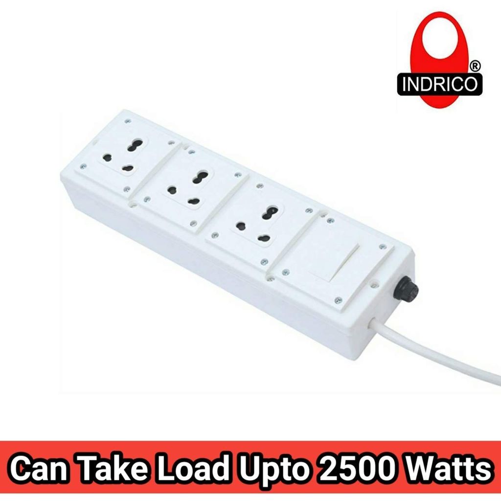 INDRICO? 3 Socket, 1 Switch 15/16 AMP 1.5mm 3 core Copper Wire Extension Board (White)