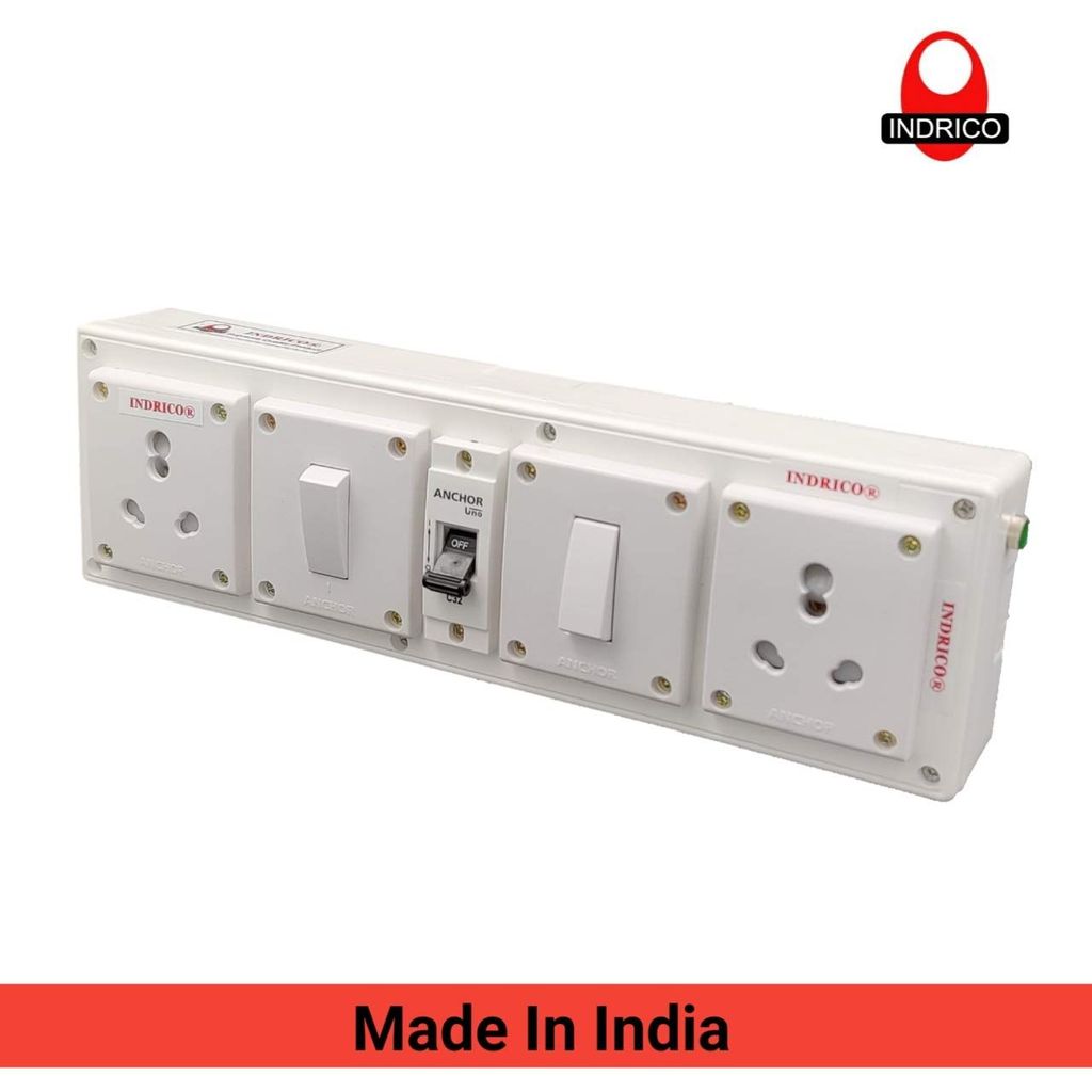 INDRICO? Extension Board for Heavy Appliances, AC/Washing Machine/Fridge/Micro Oven (2+2) 20 AMP 2.5 mm 3 core Copper Wire New (White)