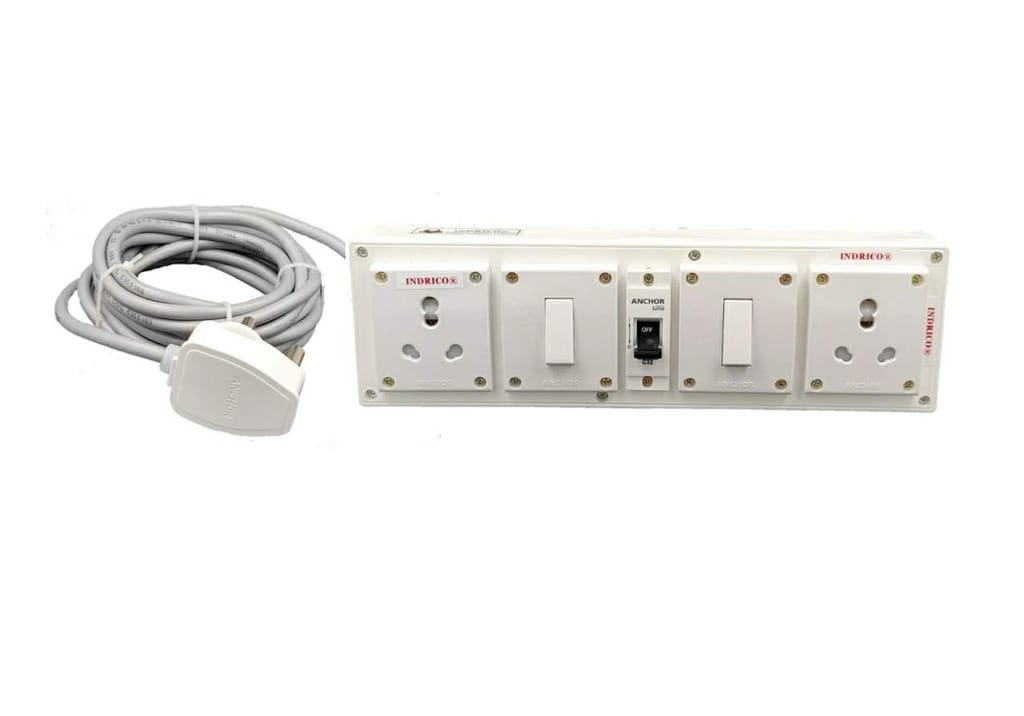 INDRICO? Extension Board for Heavy Appliances, AC/Washing Machine/Fridge/Micro Oven (2+2) 20 AMP 2.5 mm 3 core Copper Wire New (White)