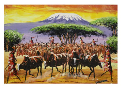 BULL FARMING - 23INCHES X 32INCHES (WITHOUT FRAME)