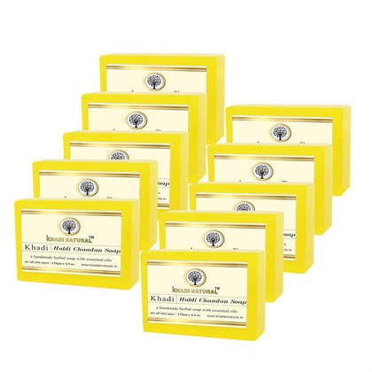 Khadi Natural Haldi Chandan Soap 125g (Pack of 10) - Ayurvedic Bliss for Skin Care