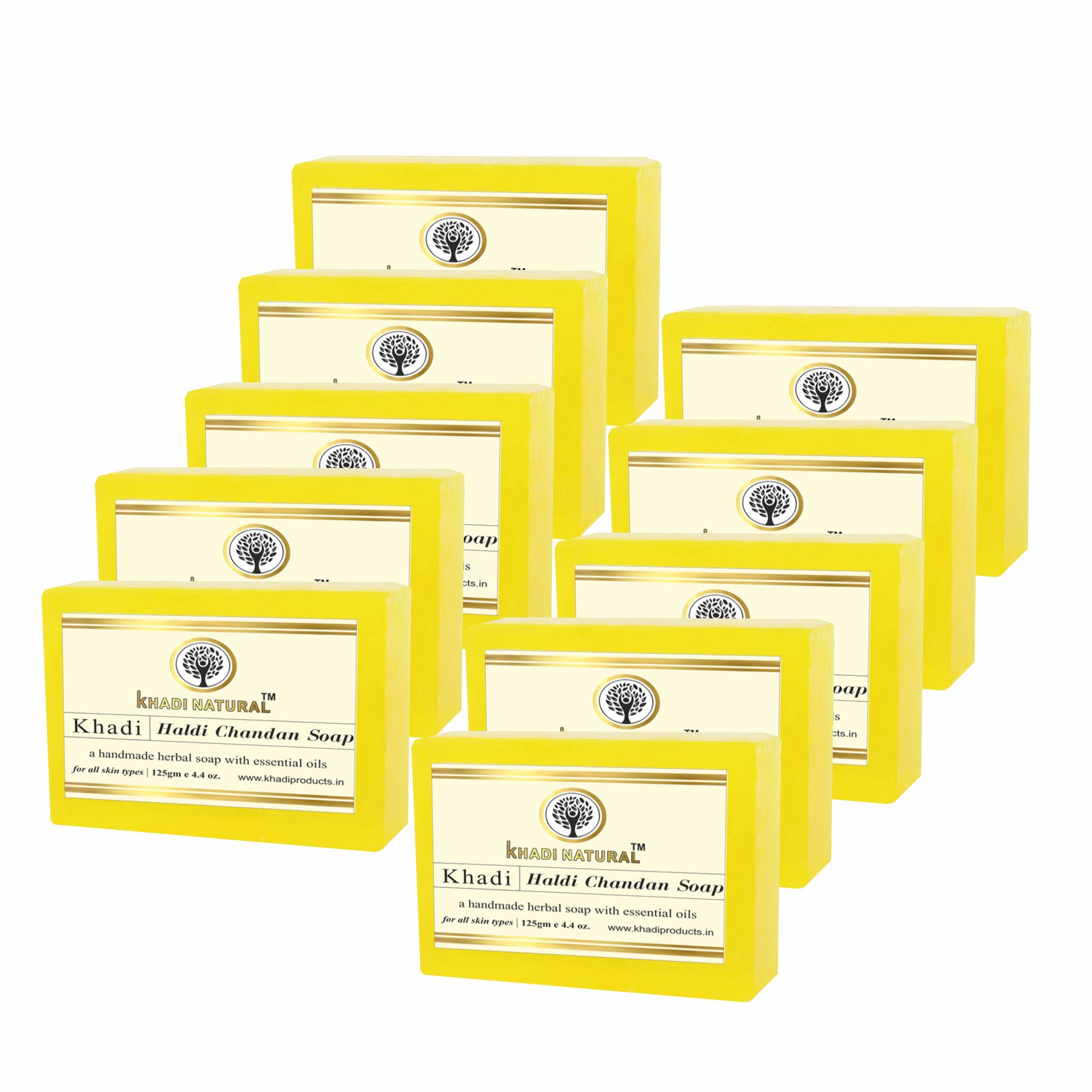 Khadi Natural Haldi Chandan Soap 125g (Pack of 10) - Ayurvedic Bliss for Skin Care