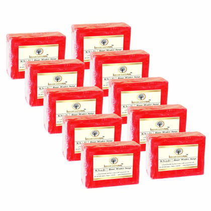 Khadi Natural Rose Water Soap 125g (Pack of 10) - Floral Freshness for Skin Care