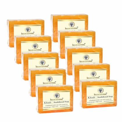 Khadi Natural Sandalwood Soap 125g (Pack of 10) - Aromatic Bliss for Skin Care