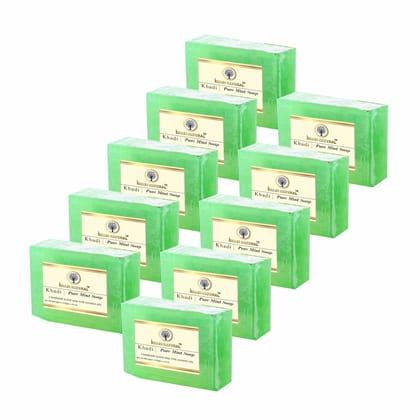 Khadi Natural Pure Mint Soap 125g (Pack of 10) - Minty Freshness for Skin and Senses