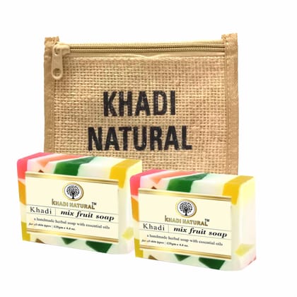 Khadi Natural Jute Mix Fruit Soap 125g (Pack of 2) - Nourishing Cleanse with Eco-Friendly Packaging