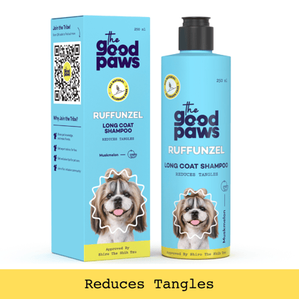 The Good Paws Ruffunzel Long Coat Shampoo and Conditioner | Reduces Tangles | Made Safe | Dog Shampoo for Shih Tzu, Golden Retriever, German Shepherd | All Natural | Restores Shine | 250 ml