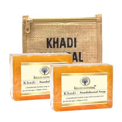 Khadi Natural Jute Sandalwood Soap 125g (Pack of 2) - Soothing Sandalwood Cleanse in Eco-Friendly Packaging