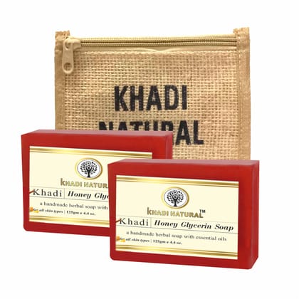 Khadi Natural Jute Honey Glycerin Soap 125g (Pack of 2) - Honey and Glycerin-Infused Herbal Cleanse in Eco-Friendly Packaging