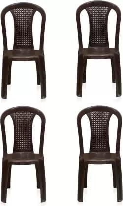HOMIBOSS Plastic Dining Chair  (Set of 4, Finish Color - BROWN)
