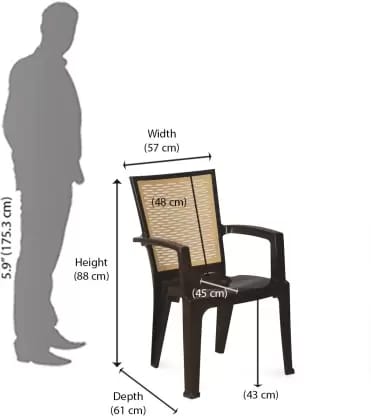 Plastic Cafeteria Chair  (Brown, Set of 2, Pre-assembled)