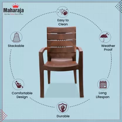 | Comfortable | Arm Rest | Bearing Capacity upto 200Kg Plastic Outdoor Chair (Teak Wood, Set of 4, Pre-assembled)