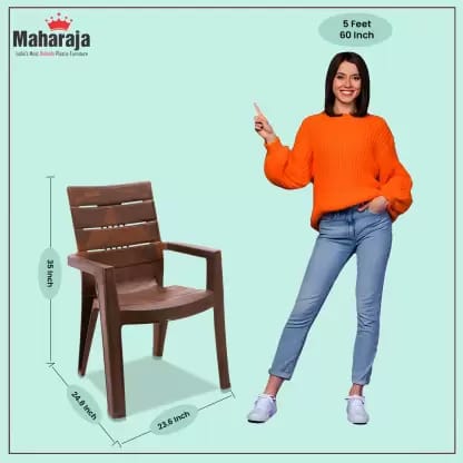 | Comfortable | Arm Rest | Bearing Capacity upto 200Kg Plastic Outdoor Chair (Teak Wood, Set of 4, Pre-assembled)