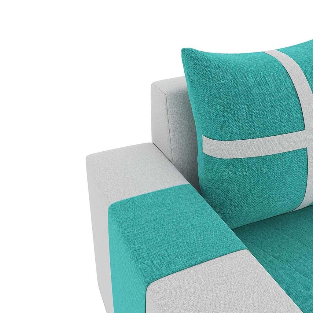 INTERIO LEATHERETTE 7 SEATER SOFA (STANDARD SIZE, CREAM AND ORCHID GREEN)