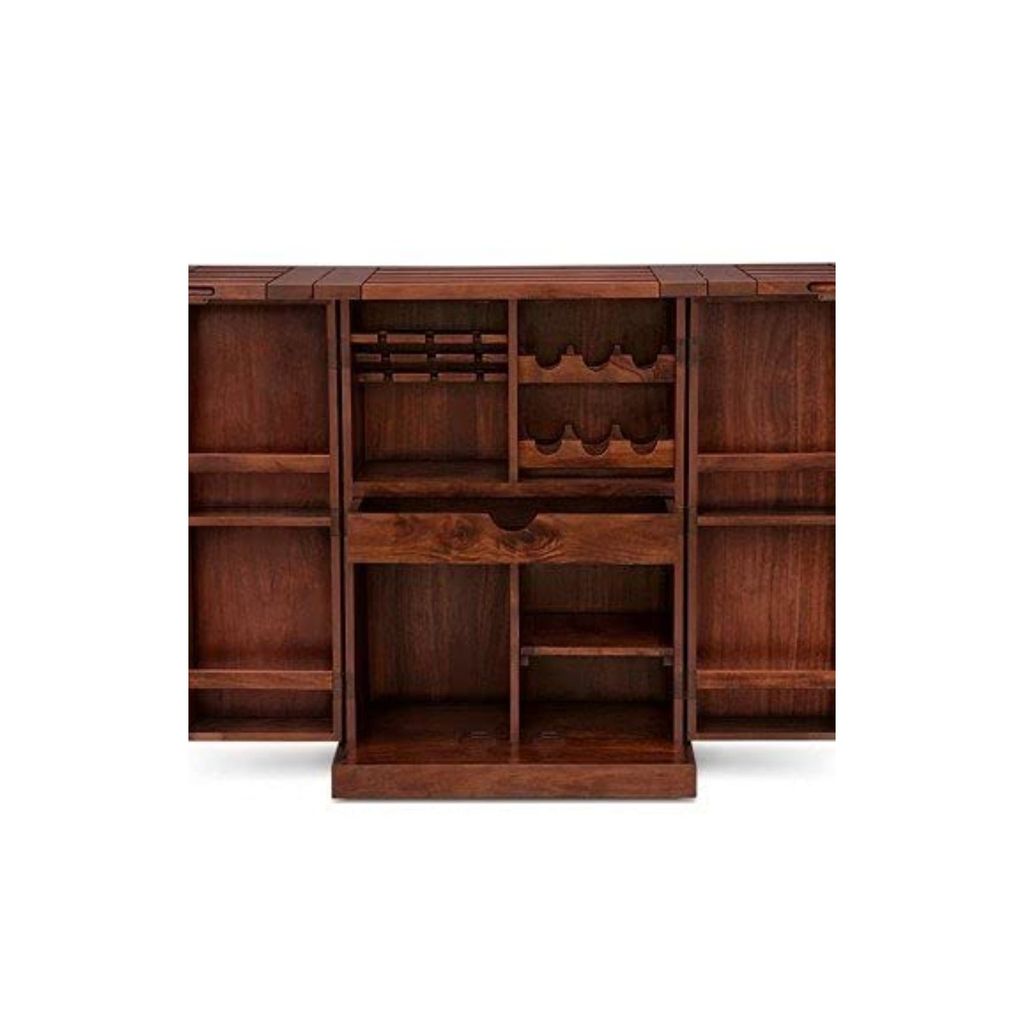 LIFESTYLE FURNITURE DECORATION SHOP BAR CABINET SOLID SHEESHAM WOOD IN PROVINCIAL TEAK FINISH