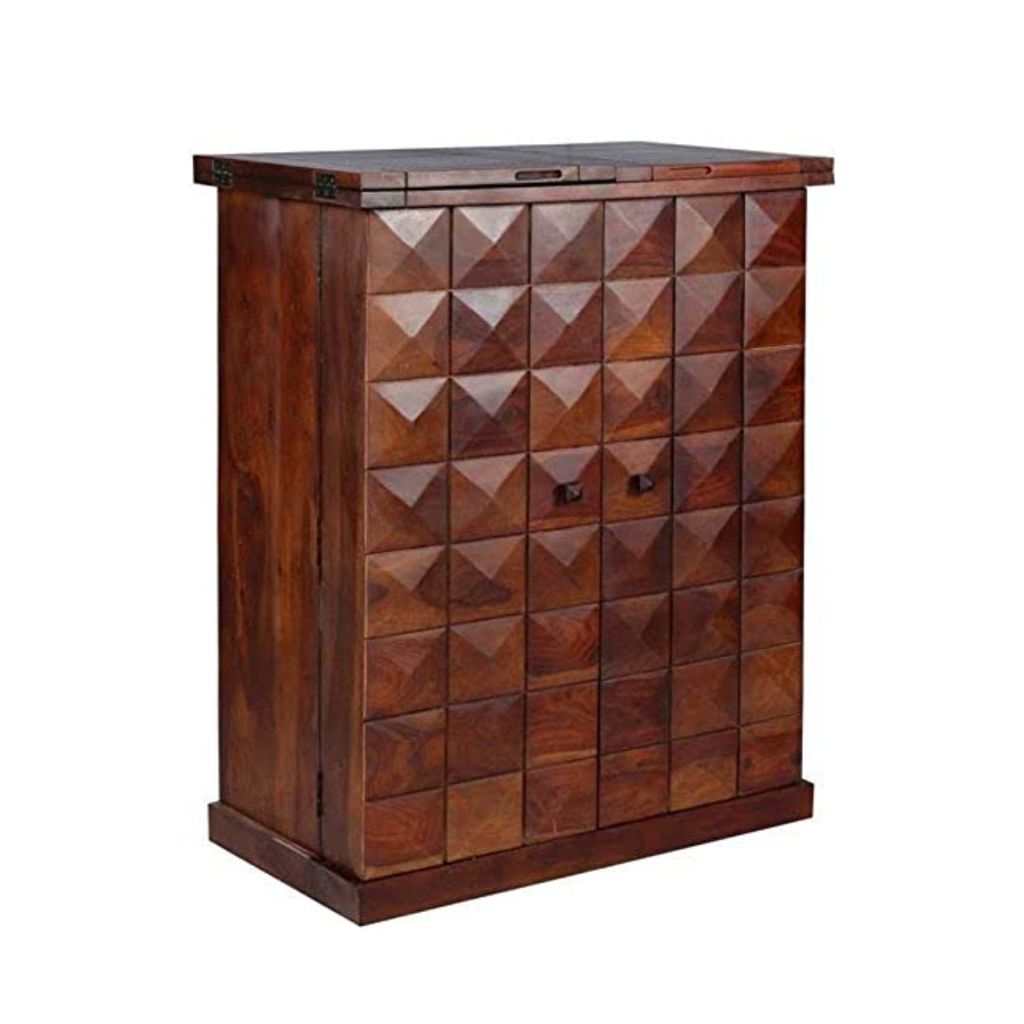LIFESTYLE FURNITURE DECORATION SHOP BAR CABINET SOLID SHEESHAM WOOD IN PROVINCIAL TEAK FINISH