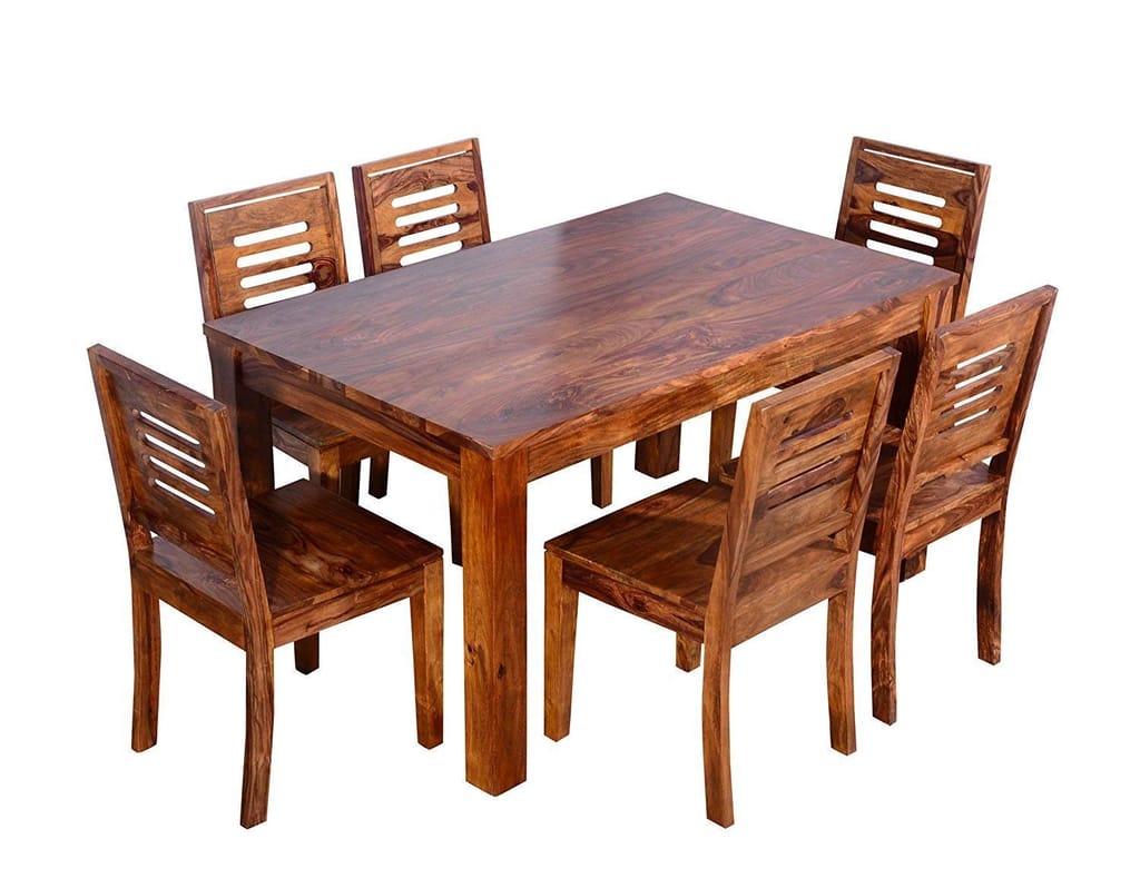 SHEESHAM WOOD WOODEN DINING TABLE WITH 6 CHAIRS | HOME AND LIVING ROOM (6 SEATER 1, TEAK FINISH)