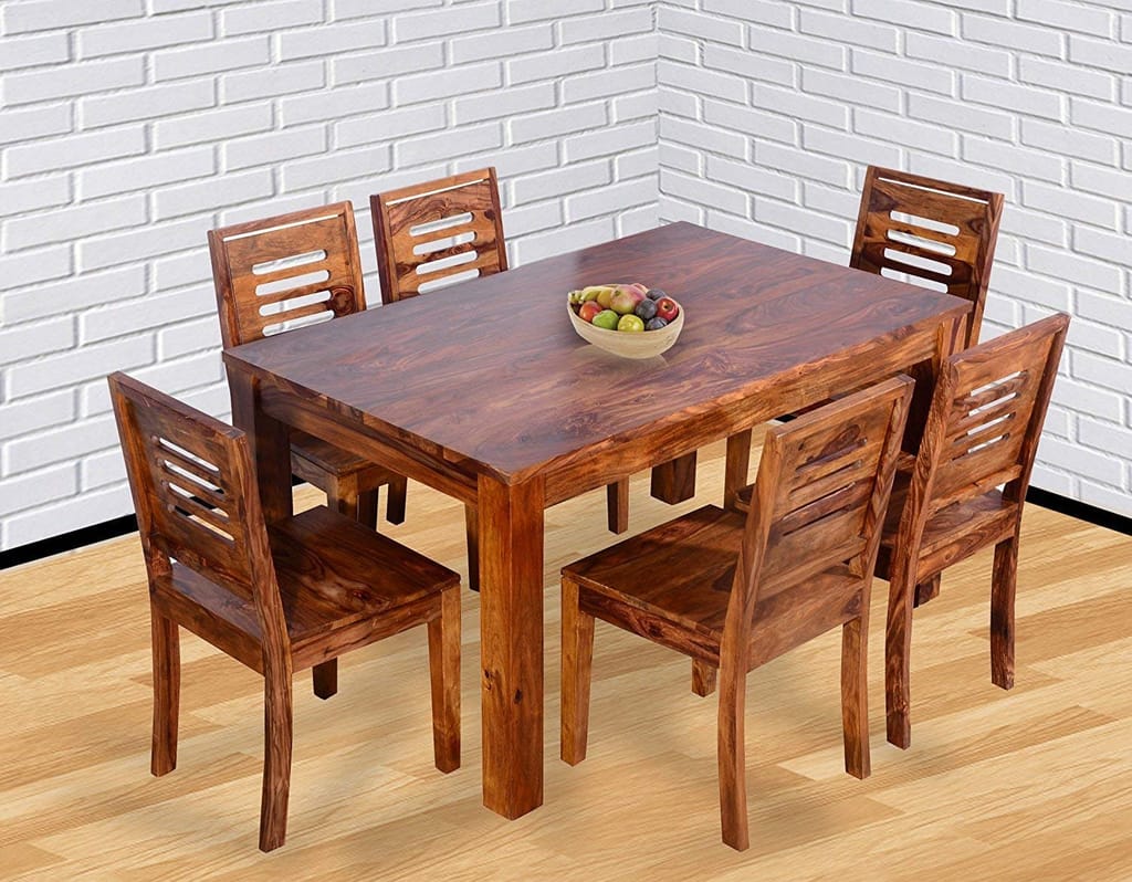 SHEESHAM WOOD WOODEN DINING TABLE WITH 6 CHAIRS | HOME AND LIVING ROOM (6 SEATER 1, TEAK FINISH)