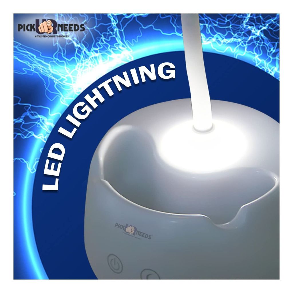 PICK UR NEEDS® CHARGEABLE LED TOUCH ON/OFF STUDY TABLE LAMP CHILDREN EYE PROTECTION STUDENT STUDY READING DIMMER RECHARGEABLE LED TABLE LAMPS USB CHARGING(COLOR WHITE) (5 IN ONE) (NEW 5 IN 1)