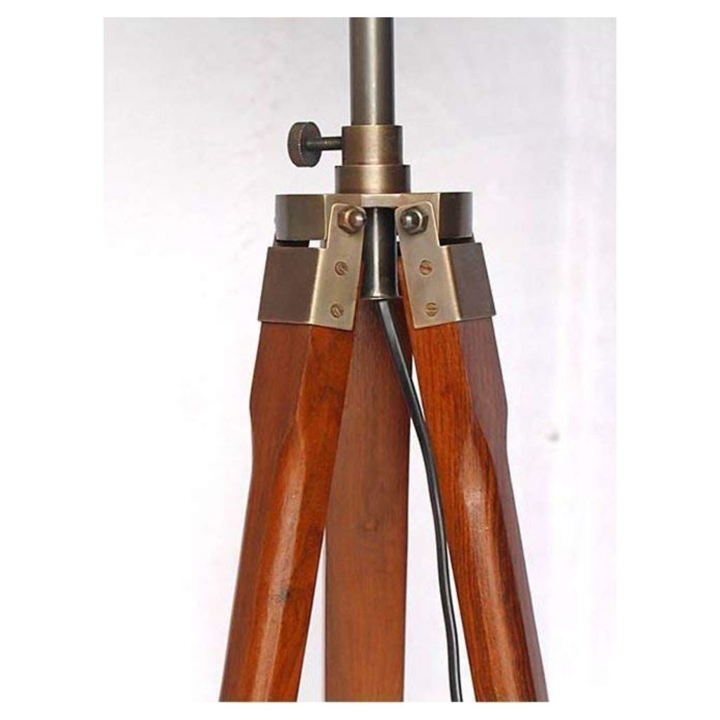 LAMPS AND LIGHT JUTE FABRIC WITH KHADI SHADE WOODEN TRIPOD FLOOR LAMP STAND WITH SHADE AND BULB DECORATIVE LAMP