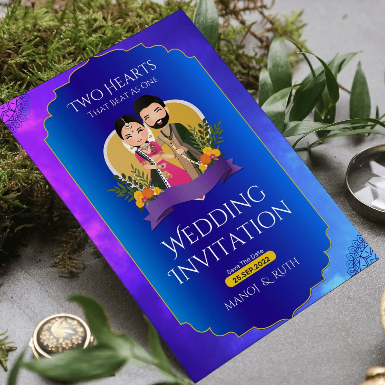 Elegant Customised Multicolour Wedding Invitation Card ( Pack of 52)