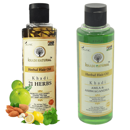 Khadi Natural 21 Herbs Ashwagandha Hair Oil 420ml - Herbal Hair Care for Strength and Vitality (21 Herbs Ashwagandha)