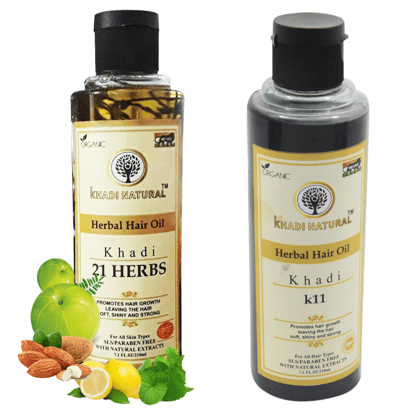 Khadi Natural 21 Herbs K11 Hair Oil 420ml - Herbal Hair Care for Strength and Vitality (21 Herbs K11)
