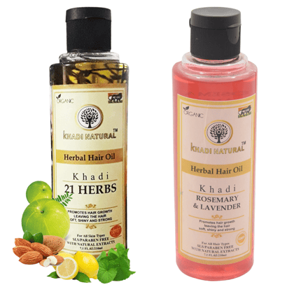 Khadi Natural 21 Herbs Rose Lavender Hair Oil 420ml - Herbal Hair Care for Strength and Relaxation (21 herbs Lavender)