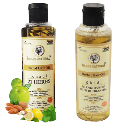 Khadi Natural 21 Herbs Shankpushpi Rudraksha Hair Oil 420ml - Herbal Hair Care for Strength and Serenity (Shankpushpi Rudaraksha)