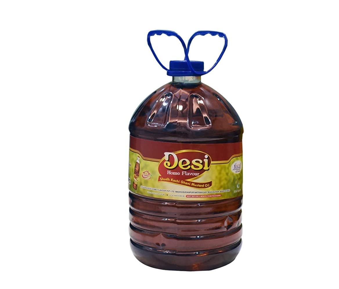 Desi Home Flavour Pure and Organic Cold Press  Mustard Oil (Pack Of 5 Litre)