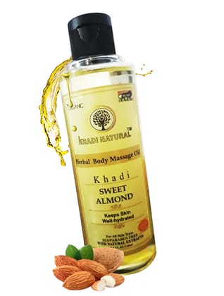 Khadi Natural Sweet Almond Oil 210ml | Nourishing and Moisturizing Hair and Skin Care