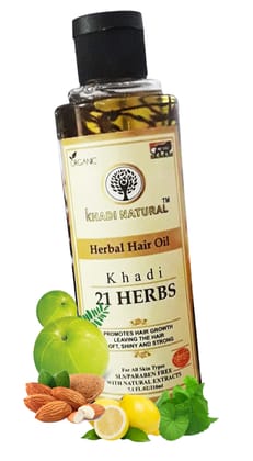 Khadi Natural 21 Herbs Hair Oil 210ml | Nourishing and Strengthening Herbal Hair Care Pack of 2 (21 Herbs)