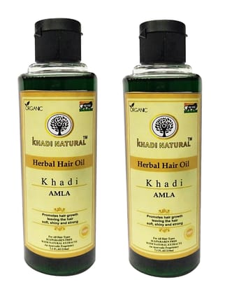 Khadi Natural Amla Hair Oil 210ml | Nourishing and Strengthening Herbal Hair Care pack of 2 (Amla)