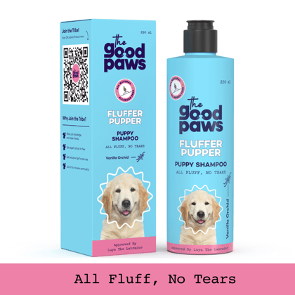The Good Paws Fluffer Pupper Puppy Shampoo | Made Safe & Allergen-Free | No Tear Shampoo | All Natural Coconut Oil Shampoo | Gentle on Skin & Coat | Puppy Shampoo for All Breeds | pH Balanced | 250 ml