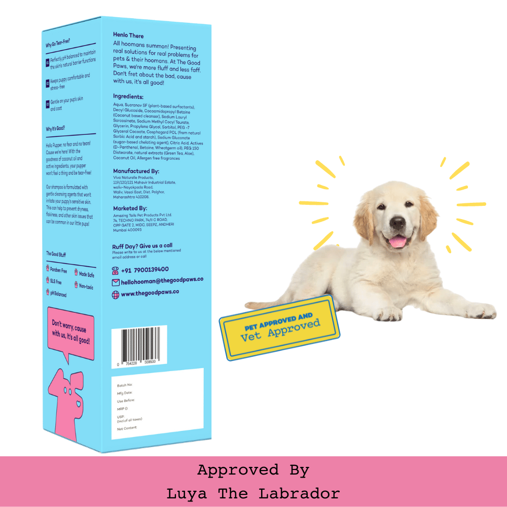 The Good Paws Fluffer Pupper Puppy Shampoo | Made Safe & Allergen-Free | No Tear Shampoo | All Natural Coconut Oil Shampoo | Gentle on Skin & Coat | Puppy Shampoo for All Breeds | pH Balanced | 250 ml