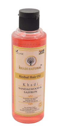 Amazon:Khadi Natural Sandalwood Saffron Hair Oil - 210ml, Herbal Hair Care Oil for Nourishment and Radiance