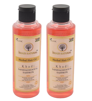 Amazon:Khadi Natural Sandalwood Saffron Hair Oil Pack of 2 - 210ml, Herbal Hair Care Oil for Nourishment and Radiance