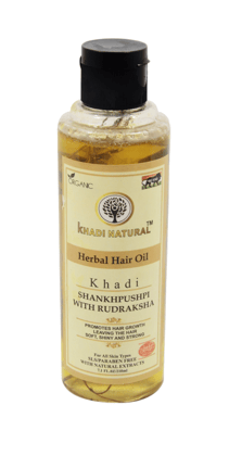 Khadi Natural Shankhpushpi with Rudraksha Hair Oil - 210ml, Herbal Hair Care Oil for Scalp Nourishment and Serenity