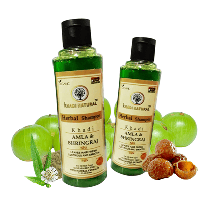 Khadi Natural Amla Bhringraj Shampoo  Pack of 2 ,210ml | Herbal Hair Cleansing and Nourishment