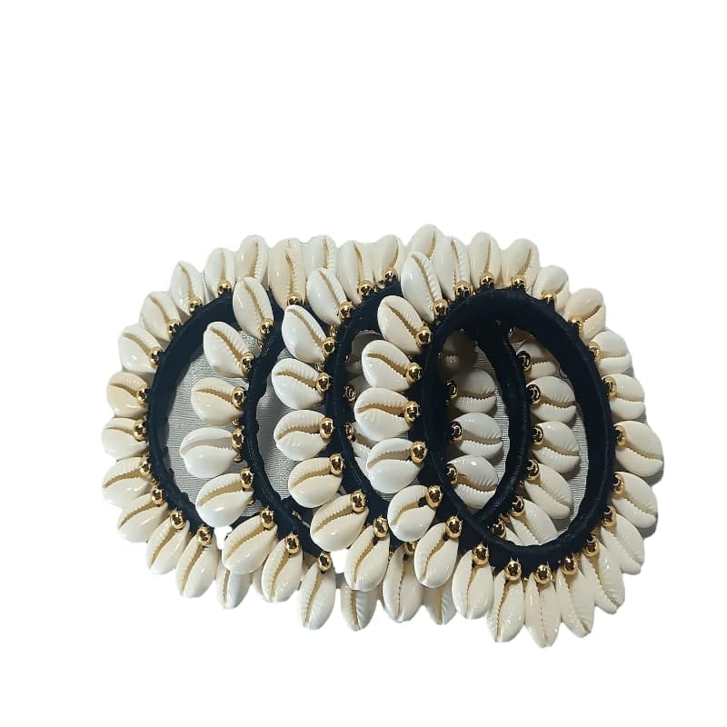 Set of Handmade Silk Thread Flexible Bangles with Latkan in Cowrie Shell |  eBay