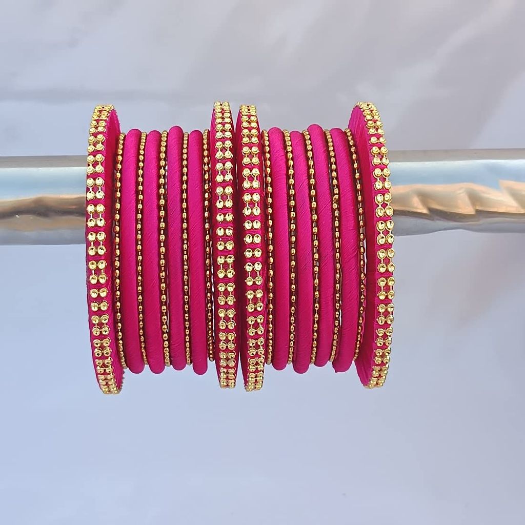 Stylish Alloy Women & Girls Ball Chain Bangles with Intricate Bagdi Thread Design - Ball Chain Bangles - Bagdi Thread Bangles - Traditional Bangles for Wedding, Party, Anniversary