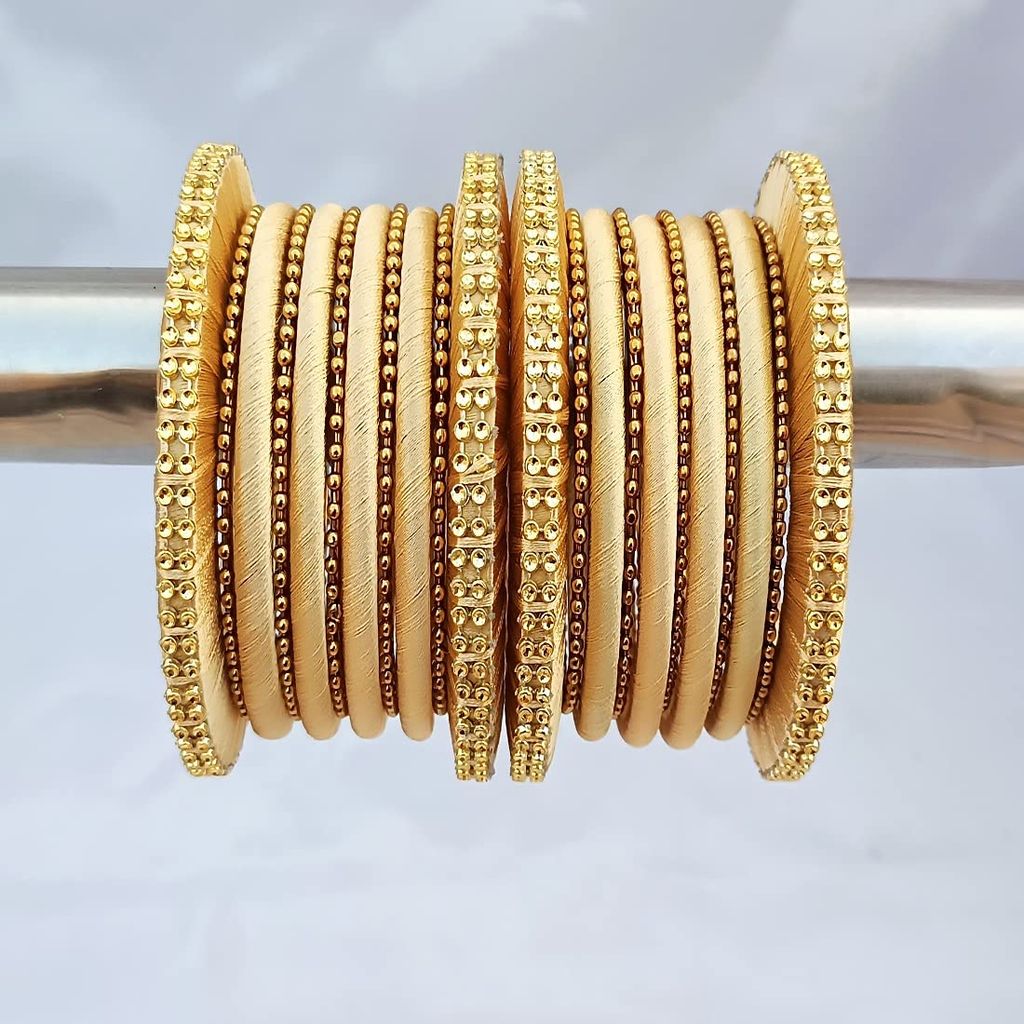 Stylish Alloy Women & Girls Ball Chain Bangles with Intricate Bagdi Thread Design - Ball Chain Bangles - Bagdi Thread Bangles - Traditional Bangles for Wedding, Party, Anniversary