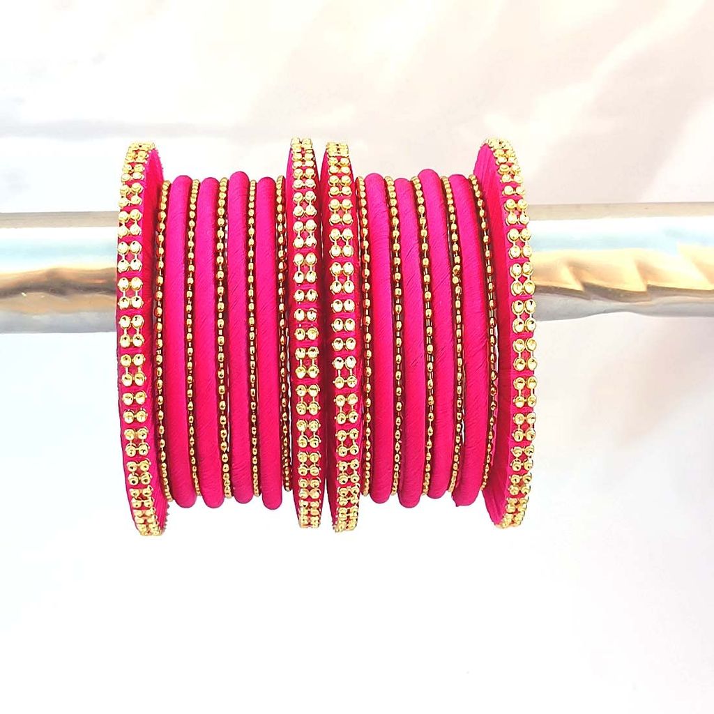 Stylish Alloy Women & Girls Ball Chain Bangles with Intricate Bagdi Thread Design - Ball Chain Bangles - Bagdi Thread Bangles - Traditional Bangles for Wedding, Party, Anniversary