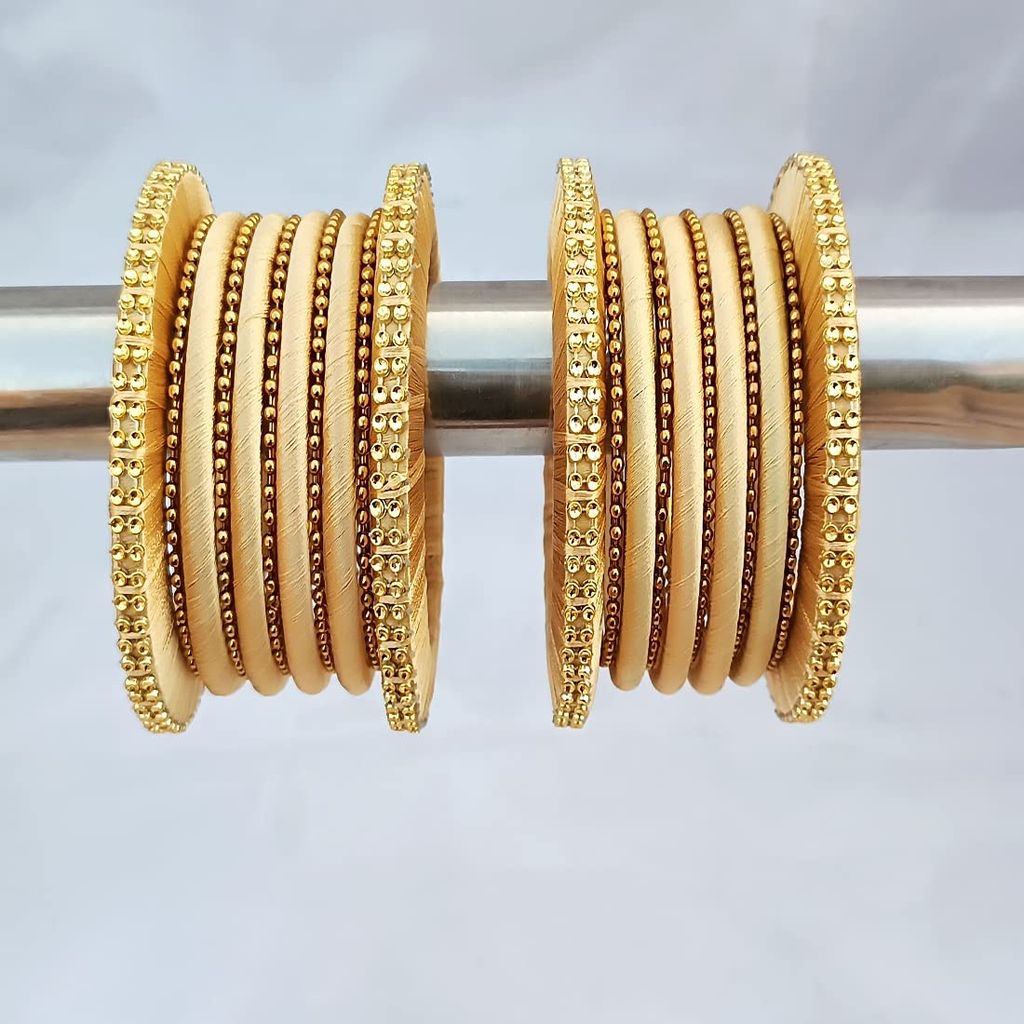 Stylish Alloy Women & Girls Ball Chain Bangles with Intricate Bagdi Thread Design - Ball Chain Bangles - Bagdi Thread Bangles - Traditional Bangles for Wedding, Party, Anniversary