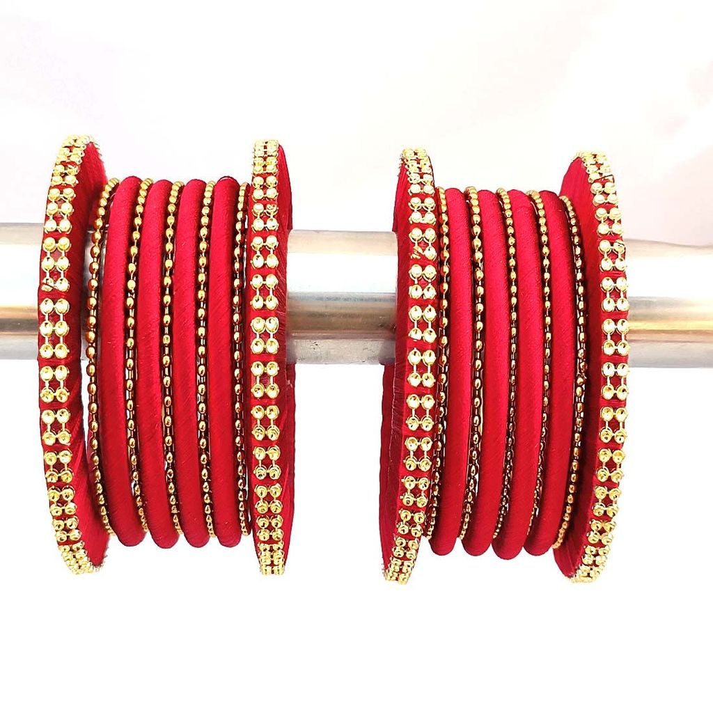 Stylish Alloy Women & Girls Ball Chain Bangles with Intricate Bagdi Thread Design - Ball Chain Bangles - Bagdi Thread Bangles - Traditional Bangles for Wedding, Party, Anniversary-10 (Maroon, 2.8)