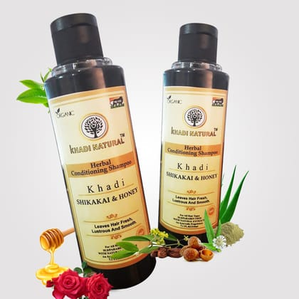Khadi Natural Conditioning Honey Shikakai Shampoo 210ml Pack of 2 | Herbal Hair Care for Softness and Shine