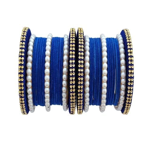 Elegant Alloy Women & Girl's Bagdi Velvet Pearl Moti Bangles | Alloy Bangles for Women | Bagdi Bangles | Moti Bangles | Women's Jewelry | Girls Jewelry | Traditional Indian Bangles