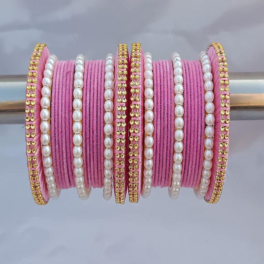 Elegant Alloy Women & Girl's Bagdi Velvet Pearl Moti Bangles | Alloy Bangles for Women | Bagdi Bangles | Moti Bangles | Women's Jewelry | Girls Jewelry | Traditional Indian Bangles