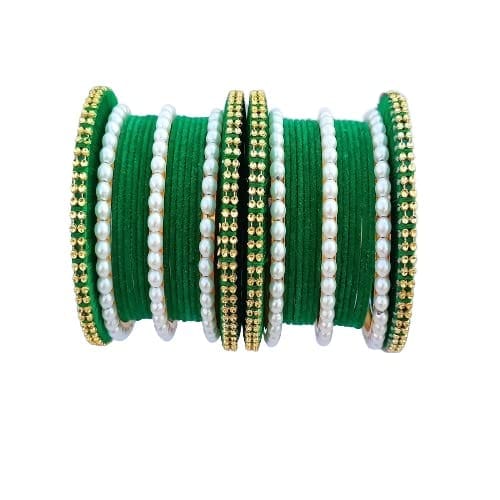 Elegant Alloy Women & Girl's Bagdi Velvet Pearl Moti Bangles | Alloy Bangles for Women | Bagdi Bangles | Moti Bangles | Women's Jewelry | Girls Jewelry | Traditional Indian Bangles