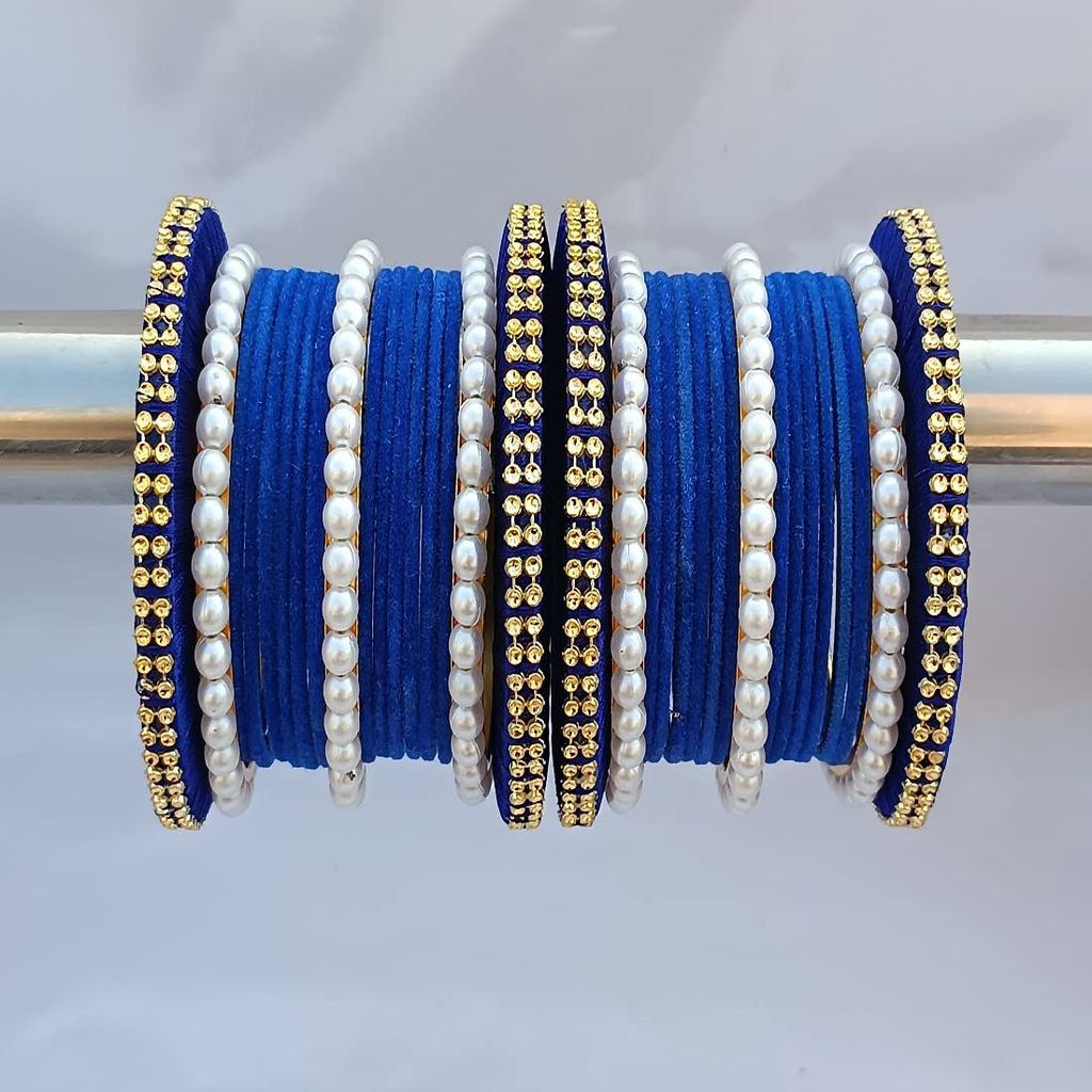 Elegant Alloy Women & Girl's Bagdi Velvet Pearl Moti Bangles | Alloy Bangles for Women | Bagdi Bangles | Moti Bangles | Women's Jewelry | Girls Jewelry | Traditional Indian Bangles